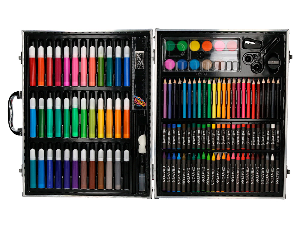 SET DE PINTURA LIDERPAPEL ALUMINIO 150 PECAS MALA 37,8X29,7X4,6 CM