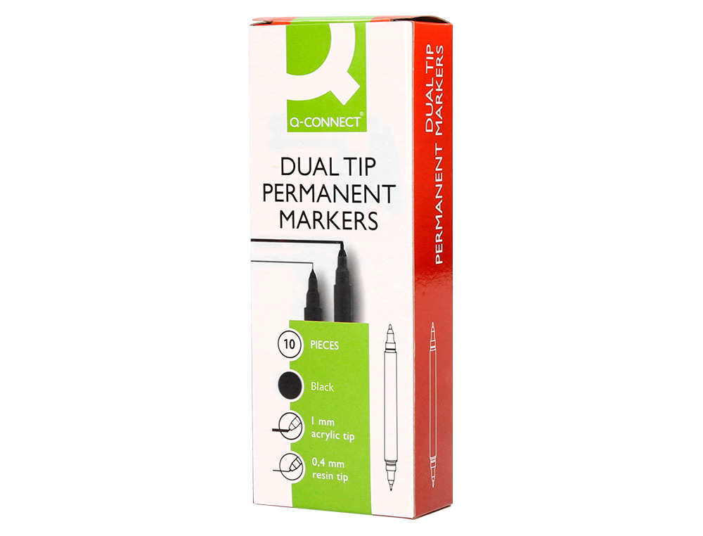 MARCADOR Q-CONNECT MARCADOR PERMANENTE DUPLA PONTA COR PRETO 0,4 MM E 1 MM