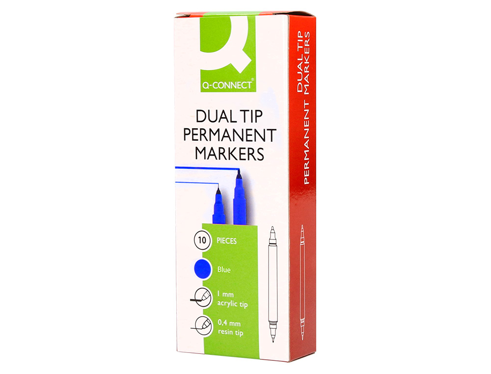 MARCADOR Q-CONNECT MARCADOR PERMANENTE DUPLA PONTA COR AZUL 0,4 MM E 1 MM