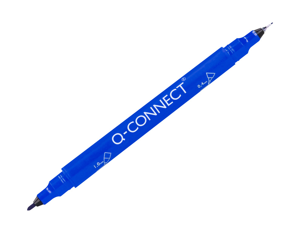 MARCADOR Q-CONNECT MARCADOR PERMANENTE DUPLA PONTA COR AZUL 0,4 MM E 1 MM