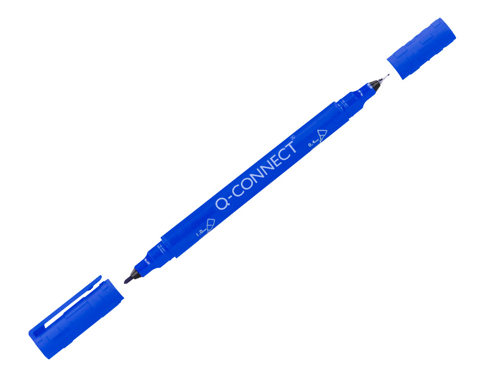 MARCADOR Q-CONNECT MARCADOR PERMANENTE DUPLA PONTA COR AZUL 0,4 MM E 1 MM