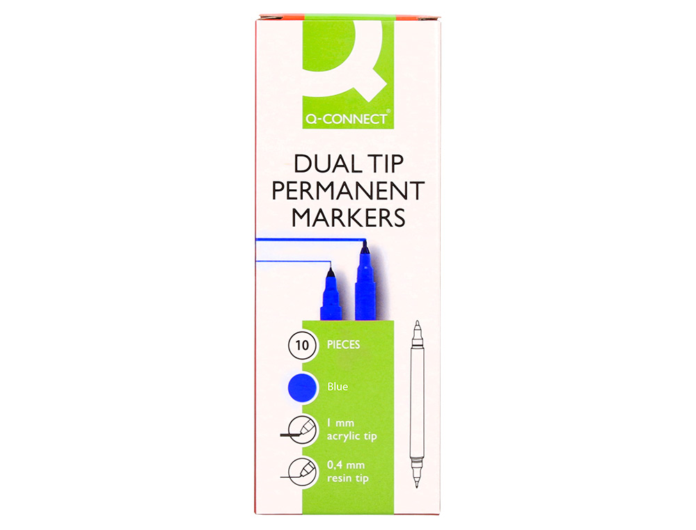 MARCADOR Q-CONNECT MARCADOR PERMANENTE DUPLA PONTA COR AZUL 0,4 MM E 1 MM