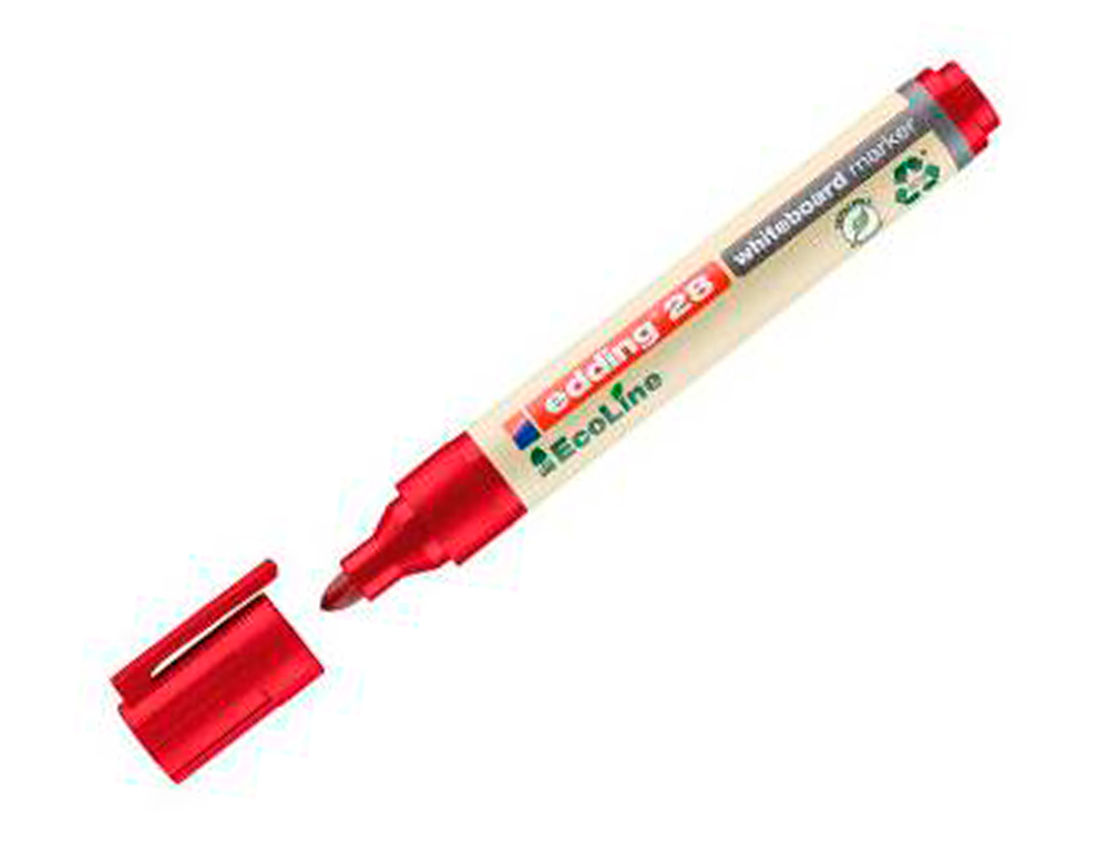 MARCADOR EDDING 28 PARA QUADRO BRANCO ECOLINE 90% RECICLADO COR VERMELHO PONTA REDONDA 1,5-3 MM RECARREGAVEL