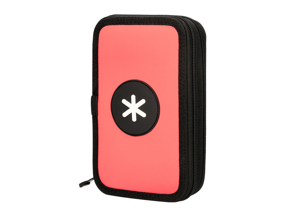 ESTOJO ESCOLAR ANTARTIK DUPLO COR CORAL 28 PECAS 200X125X45 MM