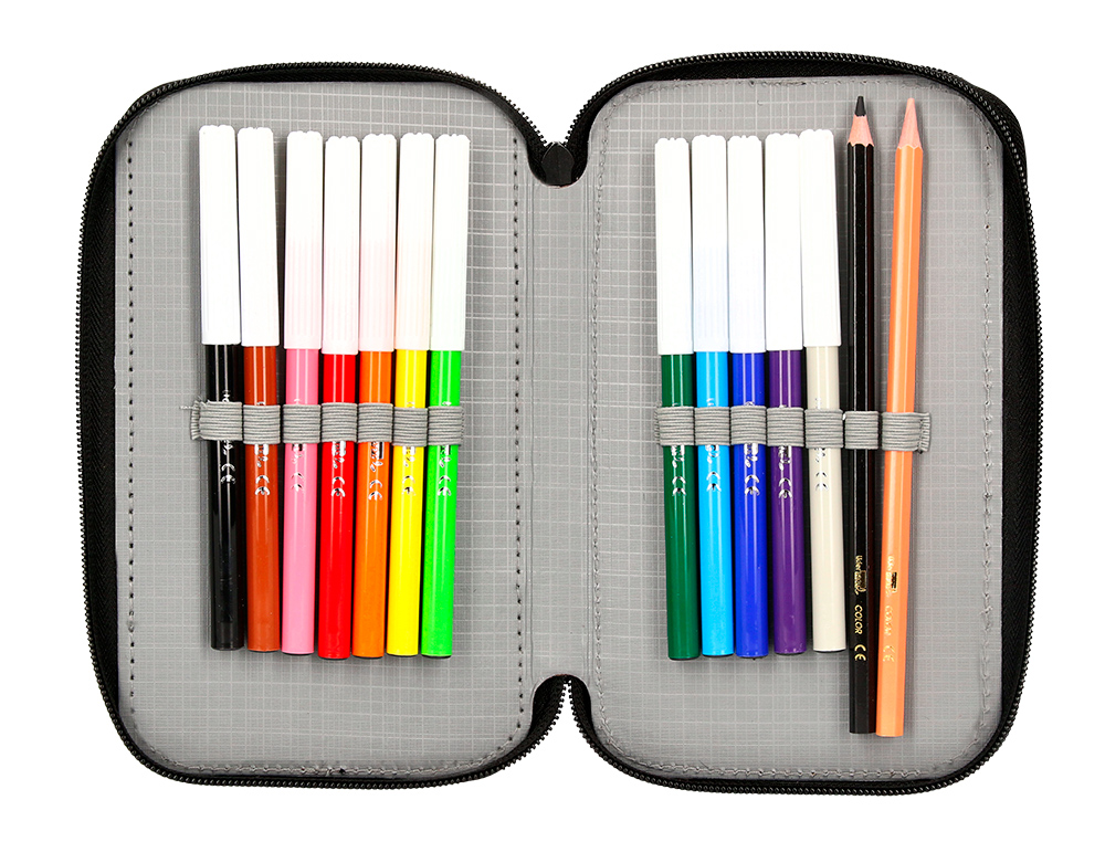 ESTOJO ESCOLAR ANTARTIK DUPLO COR CORAL 28 PECAS 200X125X45 MM