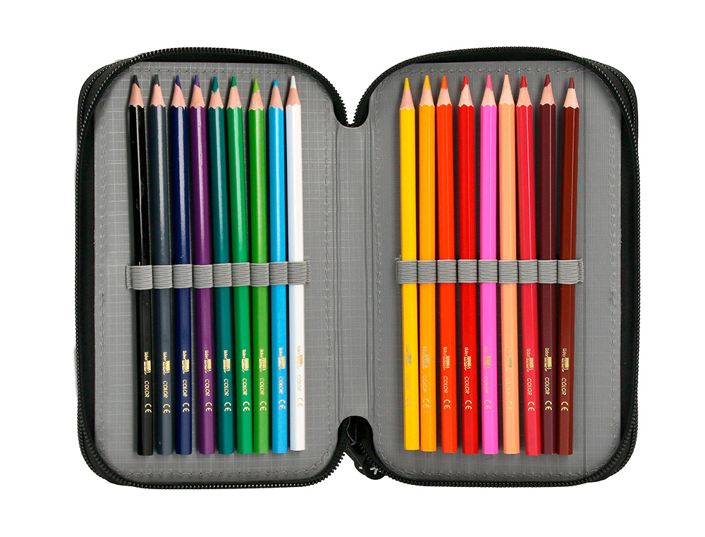 ESTOJO ESCOLAR ANTARTIK TRIPLO COR AZUL 36 PECAS 200X125X65 MM