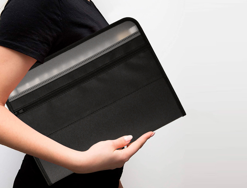 PASTA LIDERPAPEL CLASSIFICADORA COM FOLE POLIPROPILENO A4 13 DEPARTAMENTOS FECHO DE CORRER BOLSO EXTERIOR PRETO