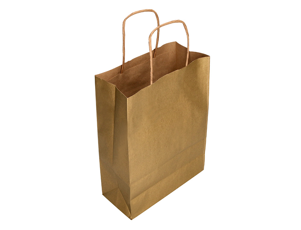 SACO DE PAPEL Q-CONNECT KRAFT OURO XS COM ASA TORCIDA 180X240X80 MM