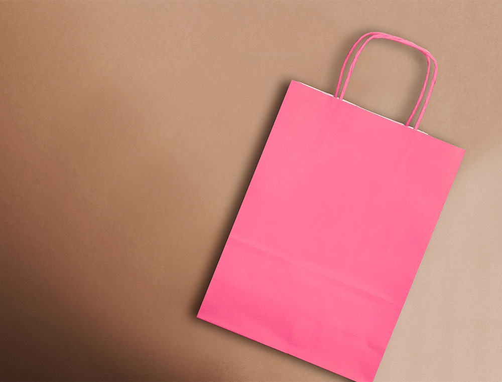 SACO DE PAPEL Q-CONNECT CELULOSE ROSA XS COM ASA TORCIDA 180X240X80 MM