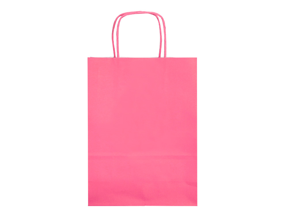 SACO DE PAPEL Q-CONNECT CELULOSE ROSA XS COM ASA TORCIDA 180X240X80 MM