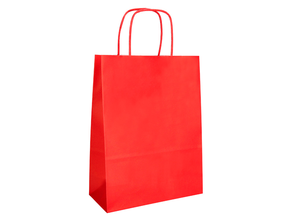SACO DE PAPEL Q-CONNECT CELULOSE VERMELHO S COM ASA TORCIDA 240X320X10 MM