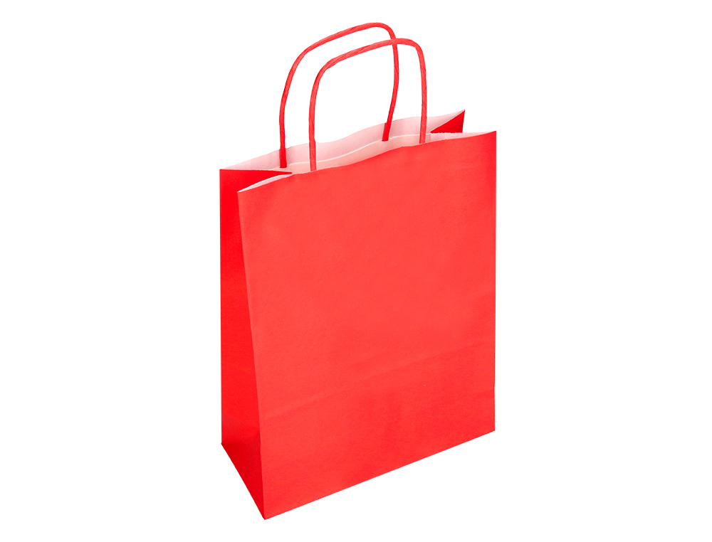 SACO DE PAPEL Q-CONNECT CELULOSE VERMELHO S COM ASA TORCIDA 240X320X10 MM