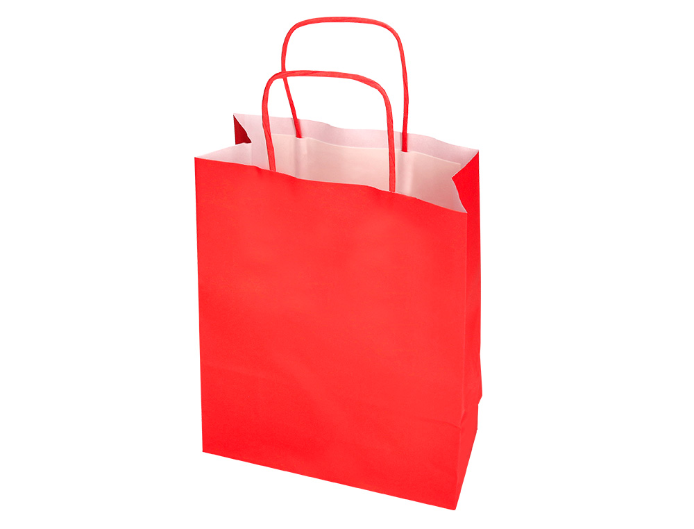 SACO DE PAPEL Q-CONNECT CELULOSE VERMELHO S COM ASA TORCIDA 240X320X10 MM