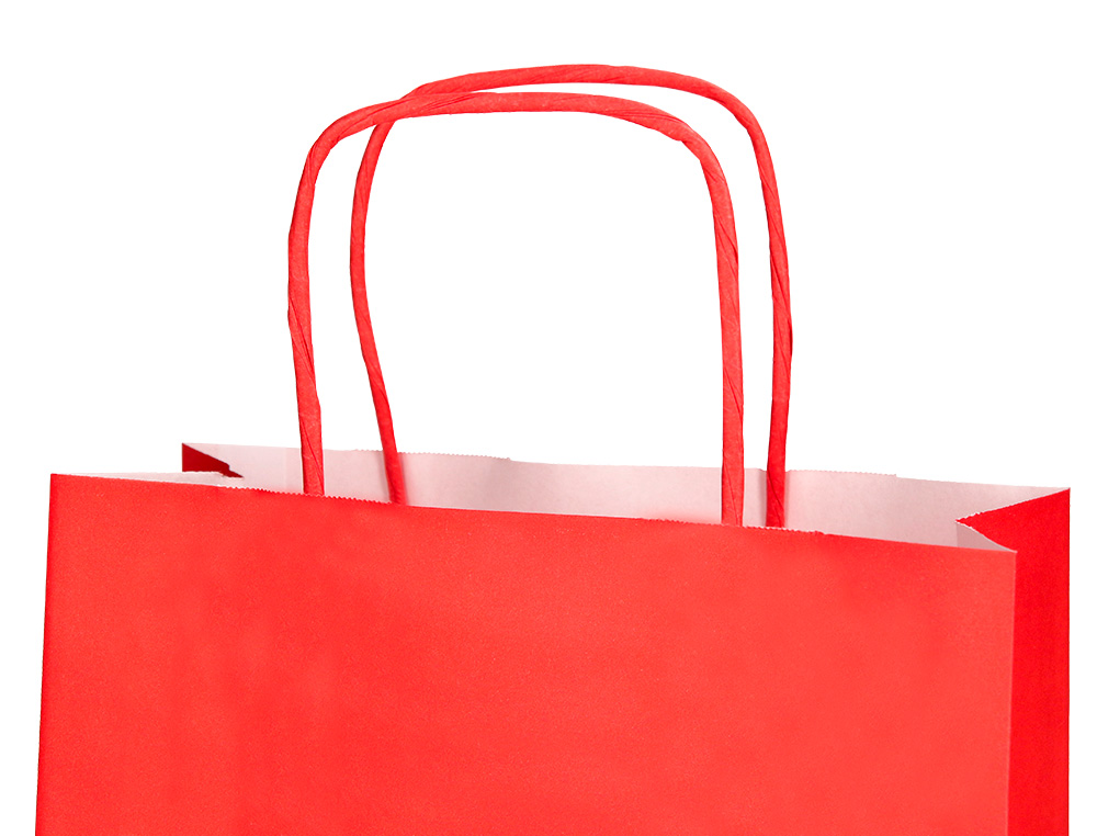 SACO DE PAPEL Q-CONNECT CELULOSE VERMELHO S COM ASA TORCIDA 240X320X10 MM