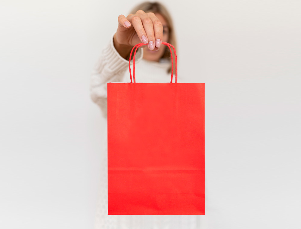 SACO DE PAPEL Q-CONNECT CELULOSE VERMELHO S COM ASA TORCIDA 240X320X10 MM