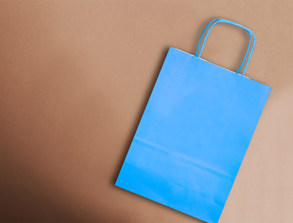 SACO DE PAPEL Q-CONNECT CELULOSE CELESTE L COM ASA TORCIDA 320X400X14 MM
