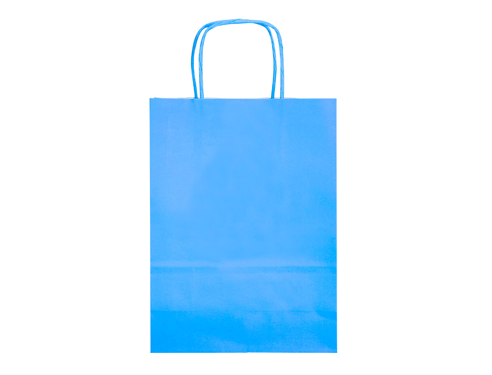 SACO DE PAPEL Q-CONNECT CELULOSE CELESTE L COM ASA TORCIDA 320X400X14 MM