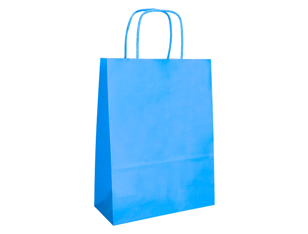 SACO DE PAPEL Q-CONNECT CELULOSE CELESTE L COM ASA TORCIDA 320X400X14 MM