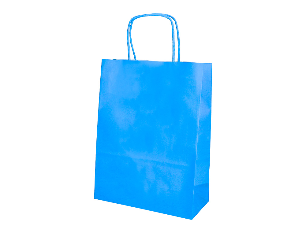 SACO DE PAPEL Q-CONNECT CELULOSE CELESTE L COM ASA TORCIDA 320X400X14 MM
