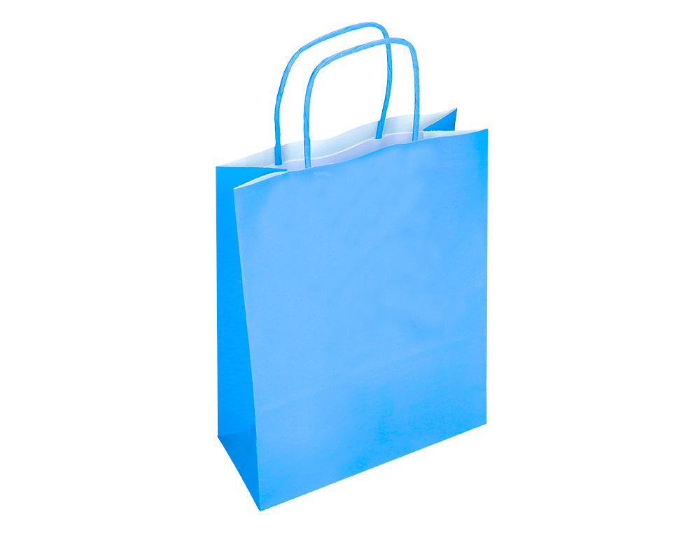 SACO DE PAPEL Q-CONNECT CELULOSE CELESTE L COM ASA TORCIDA 320X400X14 MM
