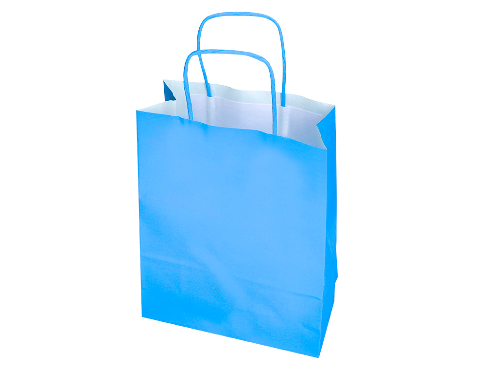 SACO DE PAPEL Q-CONNECT CELULOSE CELESTE L COM ASA TORCIDA 320X400X14 MM