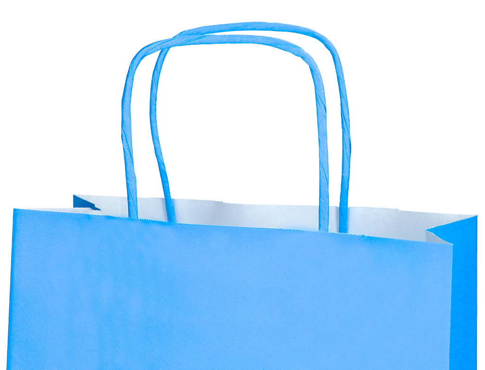 SACO DE PAPEL Q-CONNECT CELULOSE CELESTE L COM ASA TORCIDA 320X400X14 MM