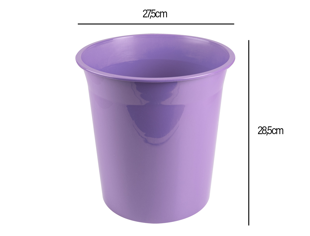 CESTO PLASTICO LIDERPAPEL ECOUSE 100% RECICLADO LAVANDA OPACO 13 LITROS