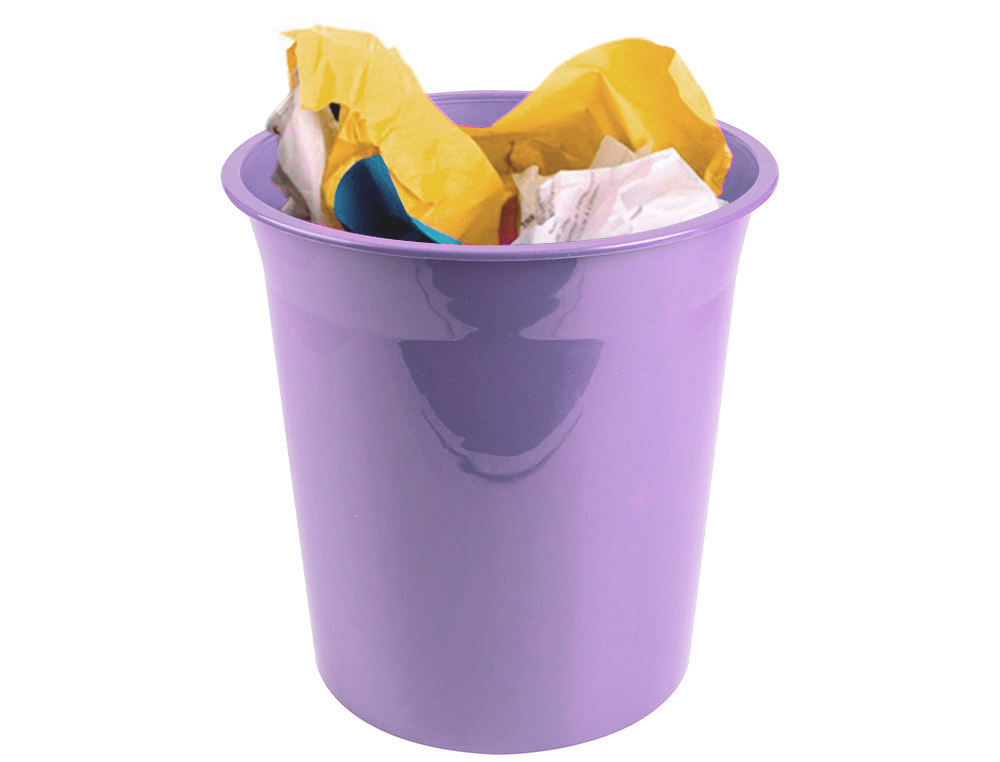 CESTO PLASTICO LIDERPAPEL ECOUSE 100% RECICLADO LAVANDA OPACO 13 LITROS