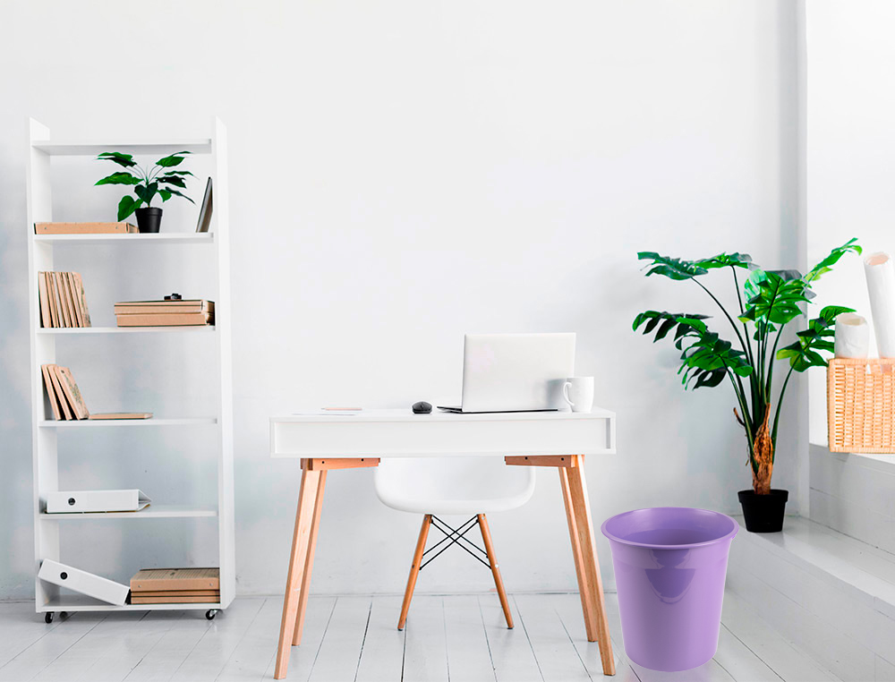 CESTO PLASTICO LIDERPAPEL ECOUSE 100% RECICLADO LAVANDA OPACO 13 LITROS