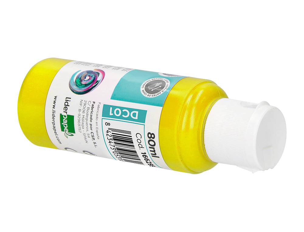 PINTURA ACRILICA LIDERPAPEL FRASCO DE 80 ML AMARELO