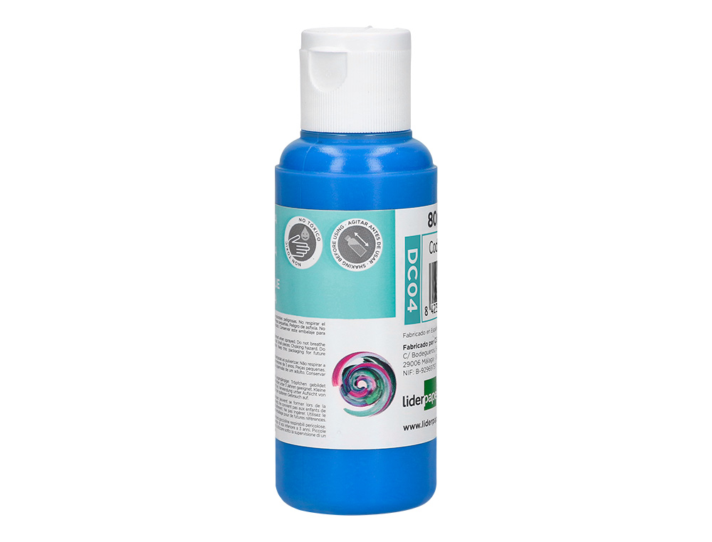 PINTURA ACRILICA LIDERPAPEL FRASCO DE 80 ML CIAN