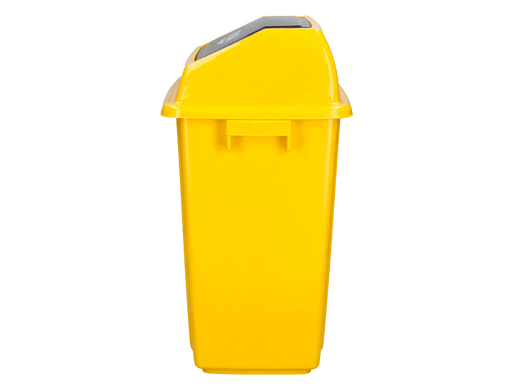 CONTENTOR DE LIXO Q-CONNECT PLASTICO COM TAMPA DE EMPURRAR 58 LITROS 470X330X760 MM AMARELO