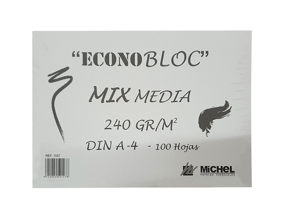 BLOCO DE DESENHO MULTITECNICAS MICHEL ECONOBLOC MIX MEDIA DIN A4 COLADO 100 FOLHAS 240 GR 210X297 MM