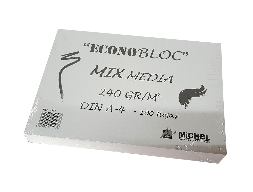 BLOCO DE DESENHO MULTITECNICAS MICHEL ECONOBLOC MIX MEDIA DIN A4 COLADO 100 FOLHAS 240 GR 210X297 MM