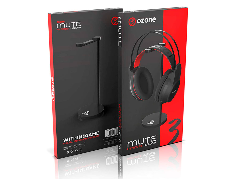 SUPORTE PARA AURICULAR OZONE MUTE ALUMINIO ALTURA 255 MM COR PRETO