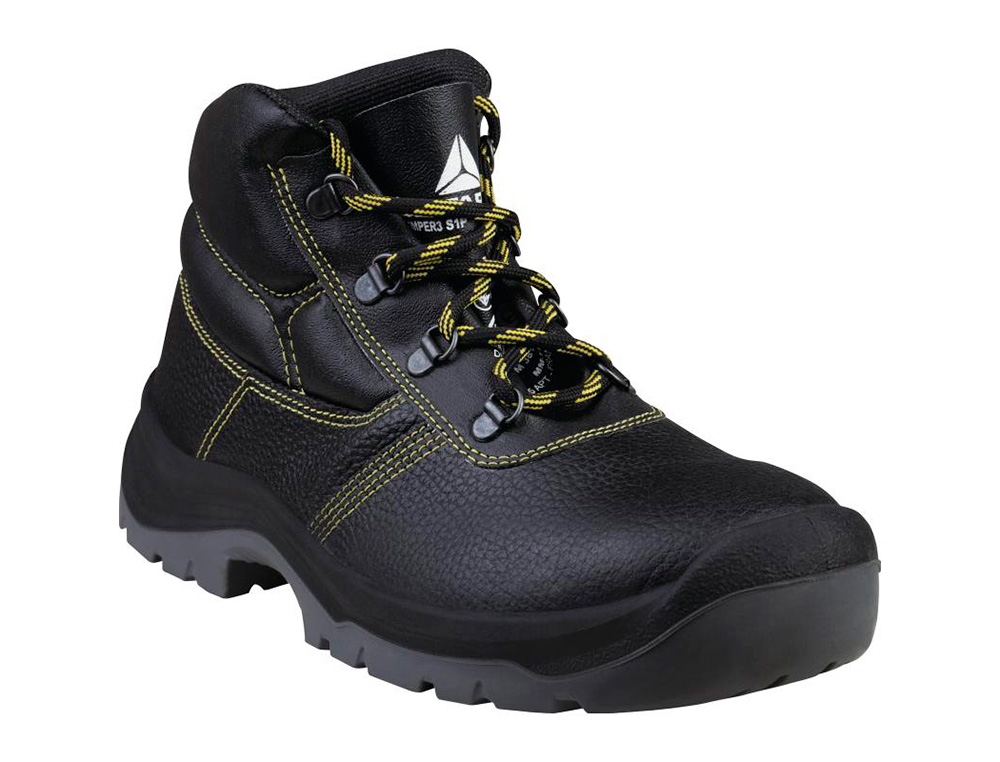 BOTAS DELTAPLUS DE SEGURANCA EM COURO PIGMENTADO SOLA PU BI-DENSIDADE COR PRETO TAMANHO 47