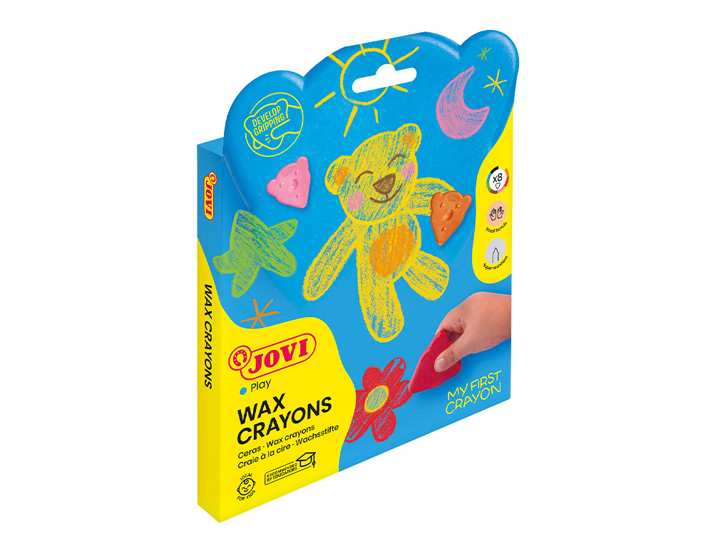 LAPIS DE CERA JOVI MY FIRST CRAYON FORMA DE URSO CAIXA DE 8 UNIDADES CORES SORTIDAS