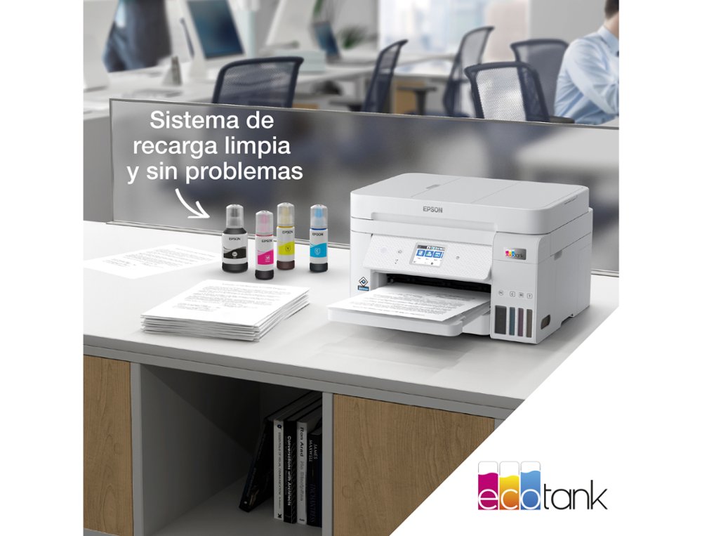 MULTIFUNCOES EPSON ECOTANK ET-4856 TINTA 33 PPM SCANNER COPIADORA IMPRESSORA FAX BANDEJA ENTRADA 250 FOLHAS
