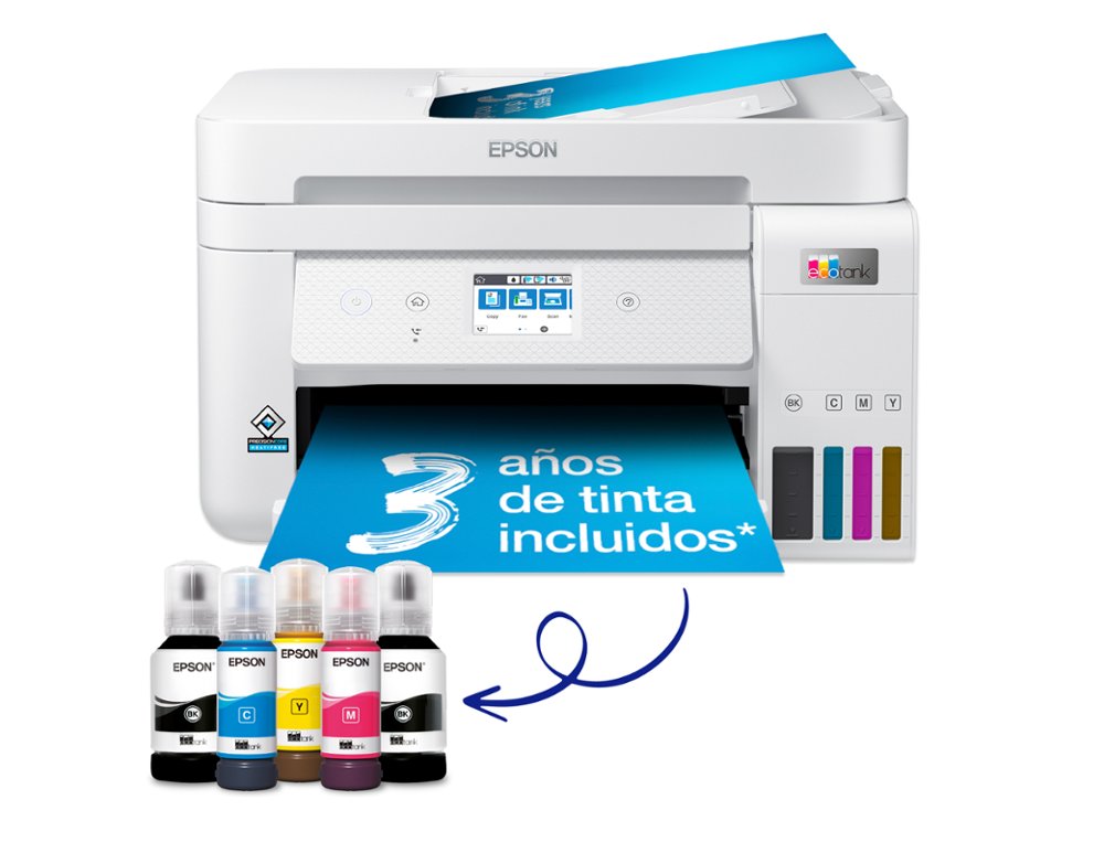 MULTIFUNCOES EPSON ECOTANK ET-4856 TINTA 33 PPM SCANNER COPIADORA IMPRESSORA FAX BANDEJA ENTRADA 250 FOLHAS