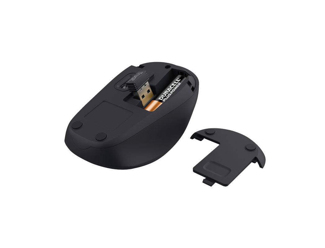 RATO TRUST YVI+ OTICO SEM FIOS ECO 4 BOTOES 800/1600 DPI USB 2.0 COR PRETO