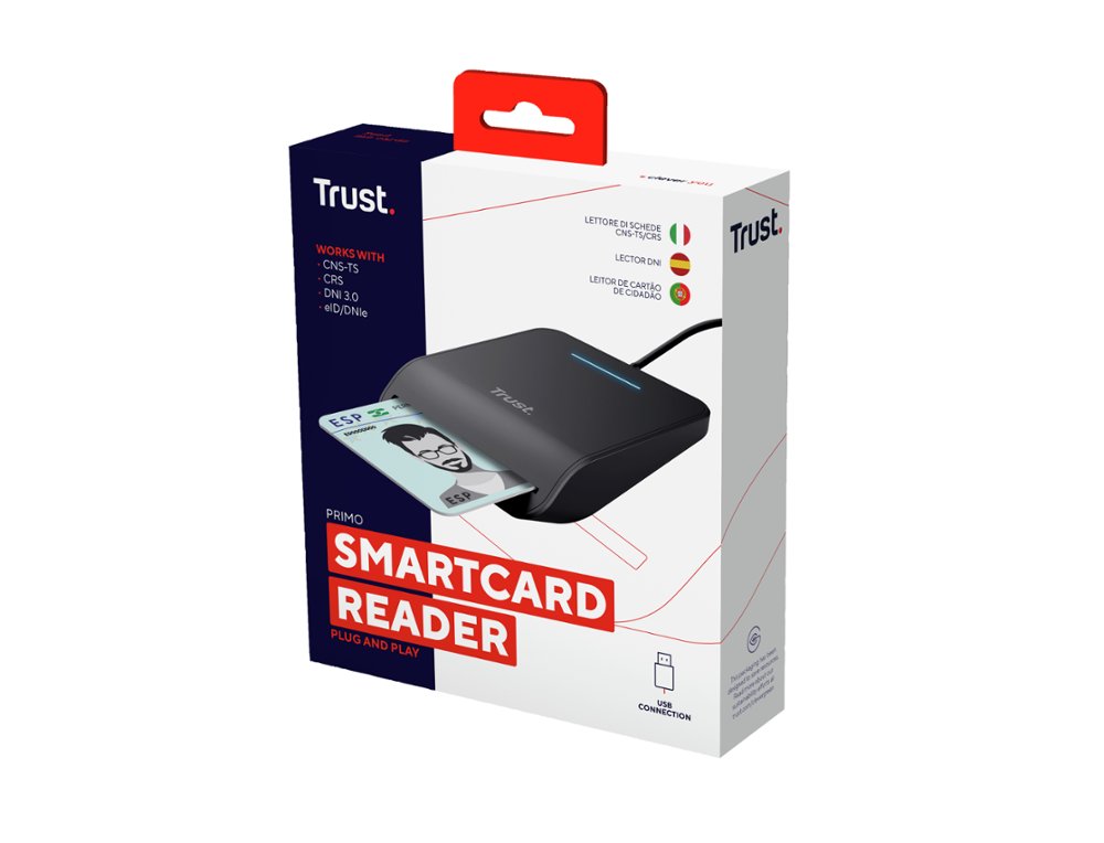 LEITOR DE CARTOES TRUST PRIMO DNI SMARTCARD USB-A COR PRETO