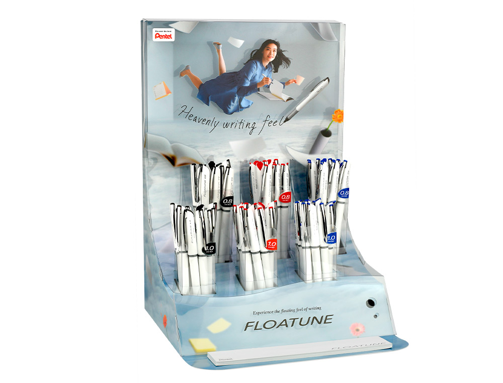 ROLLER BALL PENTEL FLOATUNE EXPOSITOR COM 72 UNIDADES SORTIDAS