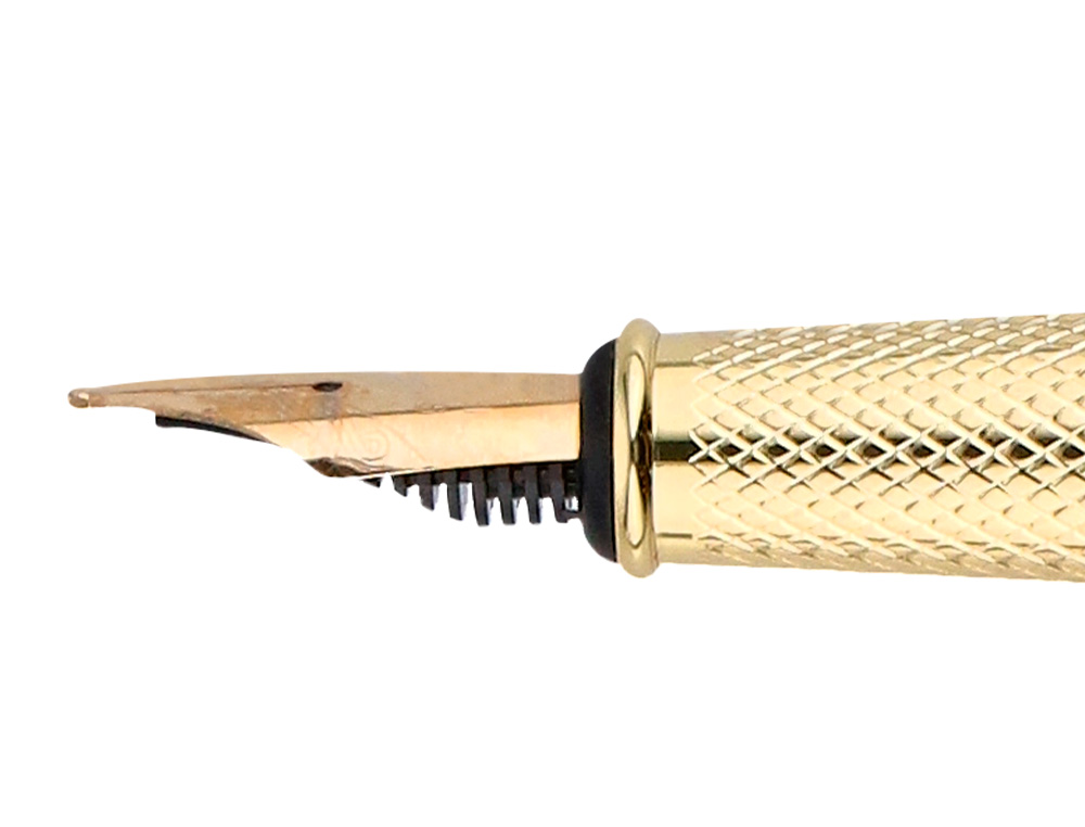 CANETA BELIUS PASSION DOR TEXTURA ALUMINIO TEXTURA ESCOVADO DESENHO PRETO E DOURADO TINTA AZUL CAIXA DESIGN