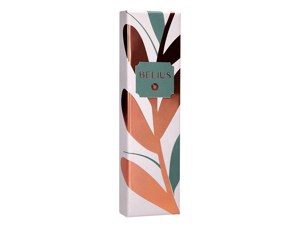 ESFEROGRAFICA BELIUS ROSE ALUMINIO DESENHO VERDE AZEITONA OURO ROSA TINTA AZUL CAIXA DESIGN