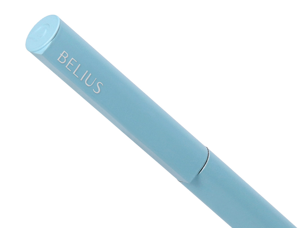 ESFEROGRAFICA BELIUS ROCKET B ALUMINIO DESENHO MINIMALISTA AZUL CAIXA CILINDRICA TINTA AZUL