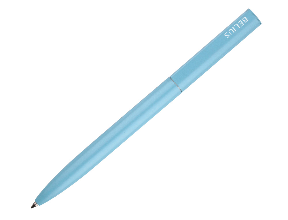 ESFEROGRAFICA BELIUS ROCKET B ALUMINIO DESENHO MINIMALISTA AZUL CAIXA CILINDRICA TINTA AZUL