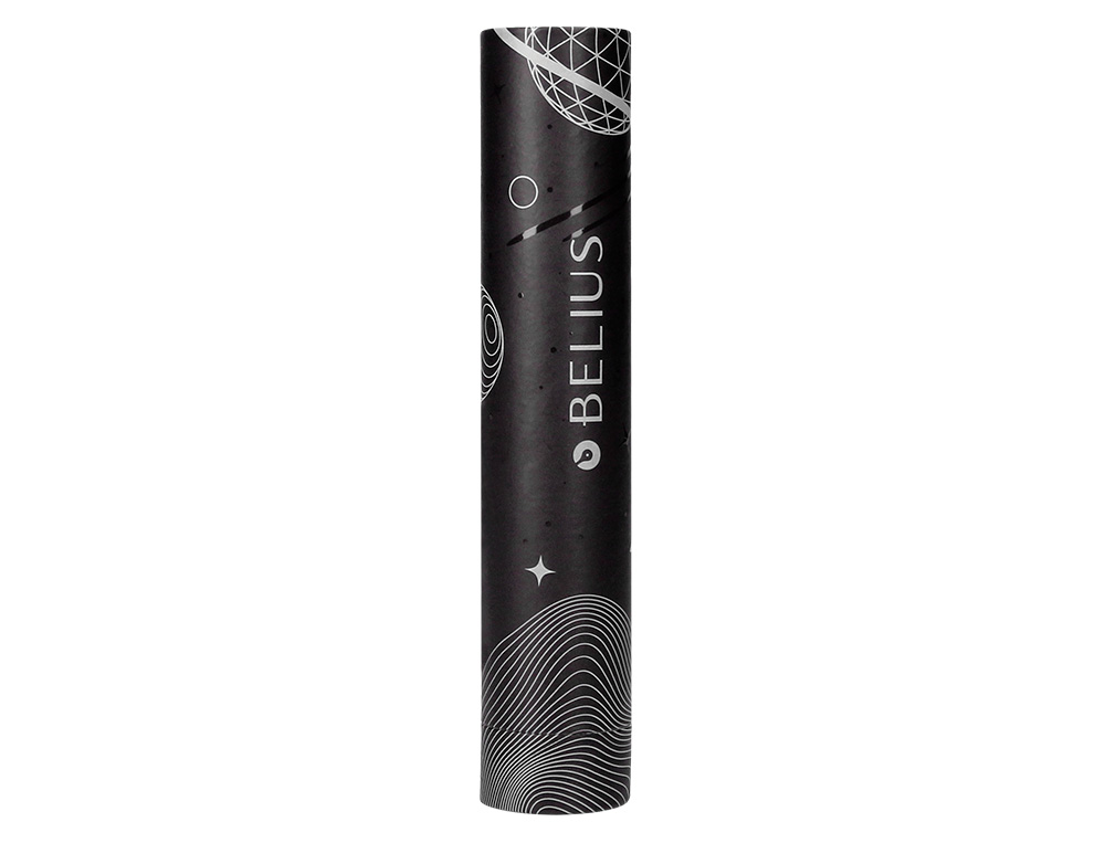ESFEROGRAFICA BELIUS ROCKET B ALUMINIO DESENHO MINIMALISTA CINZA CAIXA CILINDRICA TINTA AZUL
