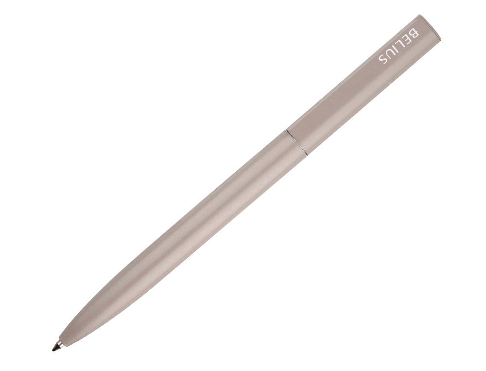 ESFEROGRAFICA BELIUS ROCKET B ALUMINIO DESENHO MINIMALISTA CINZA CAIXA CILINDRICA TINTA AZUL