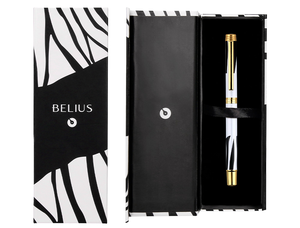 ROLLER BELIUS DUALITA CORPO PRETO DESENHO BRANCO TINTA PRETA CAIXA DESIGN