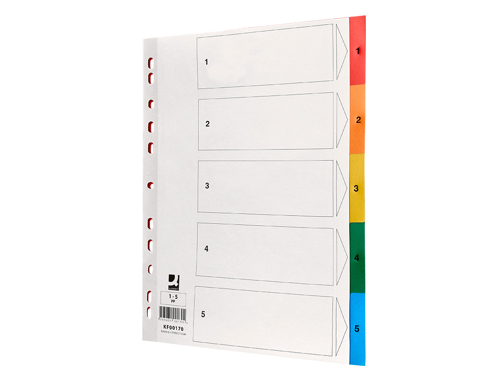 SEPARADOR Q-CONNECT PLASTICO CONJUNTO DE 5 SEPARADORES DIN A4 MULTIPERFURADOS